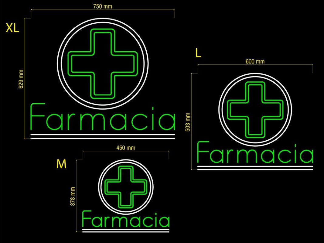 Neon Led Farmacia Redondo Personalizado Tienda Vinilos Publipaul